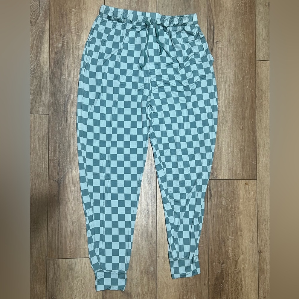 Dream Big Little Co. Men’s Checkered Pajama Lounge Bamboo Jogger Pants Large - Picture 2 of 3